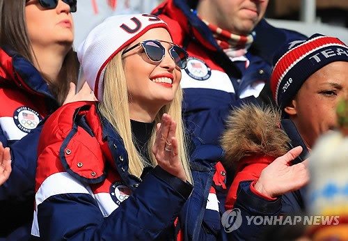 Ivanka Trump, the U.S. president's daughter and senior advisor, applauds while watching the four-man bobsleigh competition at the PyeongChang Winter Olympics at Olympic Sliding Centre in PyeongChang, Gangwon Province, on Feb. 25, 2018. (Yonhap)