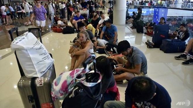 he airport closure has affected more than 8,000 travellers. (Source: AFP) 