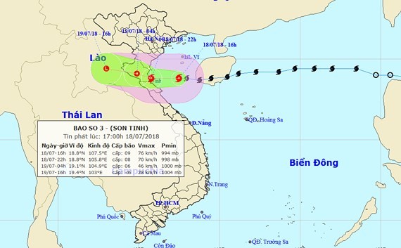 Storm Son Tinh to weaken into tropical low-pressure on July 19