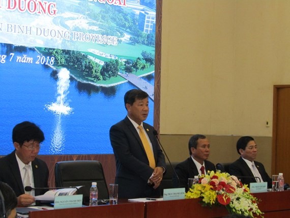 Chairman Tran Thanh Liem gives his speech at the meeting Photo: SGGP