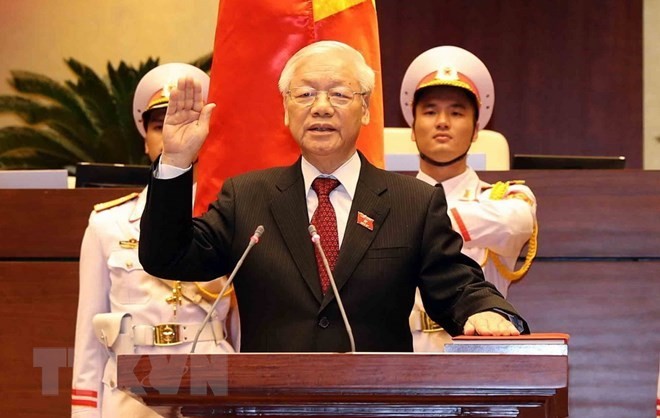 Party General Secretary, President Nguyen Phu Trong at the swear-in ceremony (Photo: VNA)