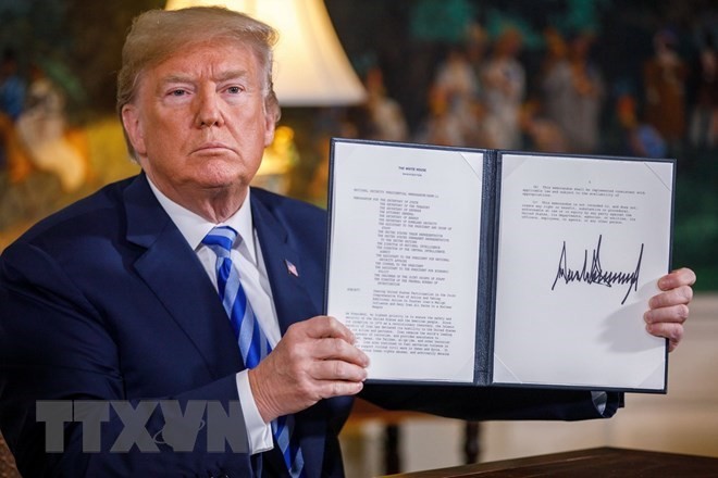 US President Donald Trump unilaterally withdrew from the nuclear agreement with Iran on May 8 (Source: VNA)