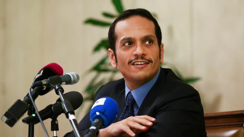 Ngoại trưởng Qatar Mohammed bin Abdulrahman al-Thani họp báo tại Roma, ngày 1-7-2017. Ảnh: Reuters