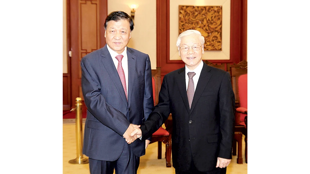 Tổng Bí thư Nguyễn Phú Trọng tiếp Ủy viên Thường vụ Bộ Chính trị, Bí thư Ban Bí thư Trung ương Đảng Cộng sản Trung Quốc Lưu Vân Sơn