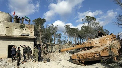 Lực lượng Thổ Nhĩ Kỳ và Quân đội tự do Syria tại khu vực phía Đông Bắc Afrin. Ảnh: Reuters