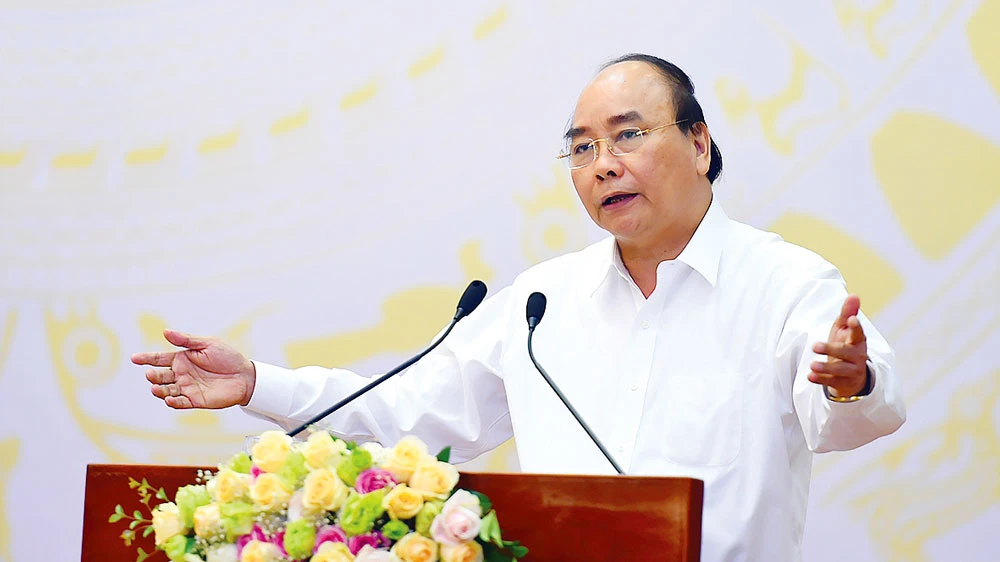 Thủ tướng Nguyễn Xuân Phúc phát biểu tại hội nghị Ảnh: Viết Chung