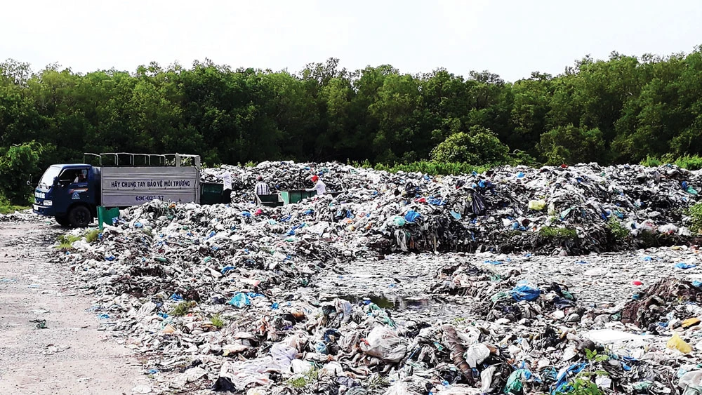 Bãi rác tạm tại thị trấn Cái Đôi Vàm nằm trong khu vực rừng phòng hộ