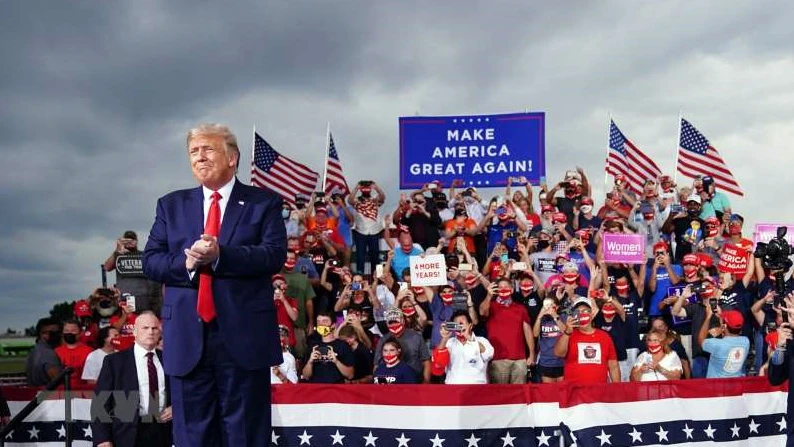 Tổng thống Mỹ Donald Trump tại cuộc vận động tranh cử ở Winston-Salem, bang Bắc Carolina ngày 8-9-2020. Ảnh: AFP/TTXVN