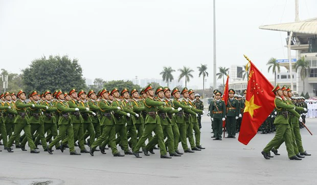 Lực lượng Cảnh sát tại lễ xuất quân. Nguồn: TTXVN