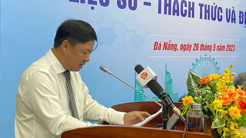 Phó Bí thư Thường trực Thành ủy, Chủ tịch HĐND TP Đà Nẵng Lương Nguyễn Minh Triết phát biểu tại hội thảo. Ảnh: PHẠM NGA