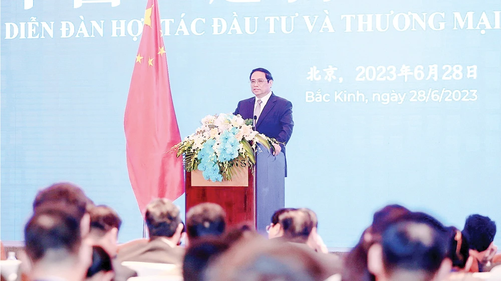 Thủ tướng Phạm Minh Chính phát biểu tại diễn đàn. Ảnh: TTXVN