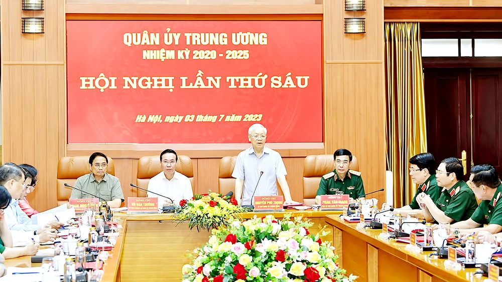 Tổng Bí thư Nguyễn Phú Trọng phát biểu kết luận hội nghị. Ảnh: VIẾT CHUNG