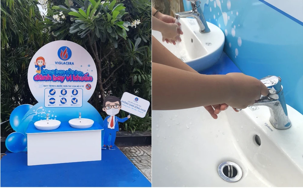 Viglacera lắp đặt 10 trạm rửa tay tại các trường tiểu học