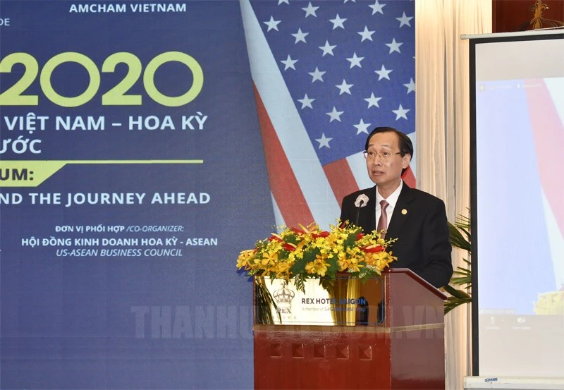 Phó Chủ tịch Thường trực UBND TPHCM Lê Thanh Liêm phát biểu tại diễn đàn. Ảnh: thanhuytphcm.vn