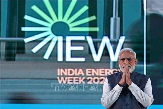 Thủ tướng Ấn Độ Narendra Modi phát biểu tại một sự kiện ở Bengaluru, Ấn Độ, ngày 6-2-2023. Ảnh: AFP/TTXVN