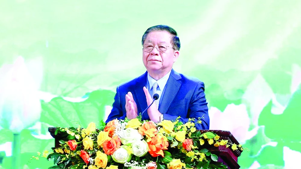 Trưởng Ban Tuyên giáo Trung ương Nguyễn Trọng Nghĩa phát biểu tại lễ kỷ niệm. Ảnh: TTXVN