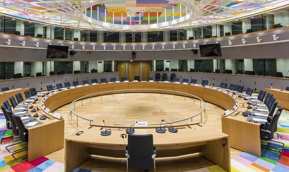 Phòng họp chính trong tòa nhà Europa ở Brussels, Bỉ. Ảnh: AP