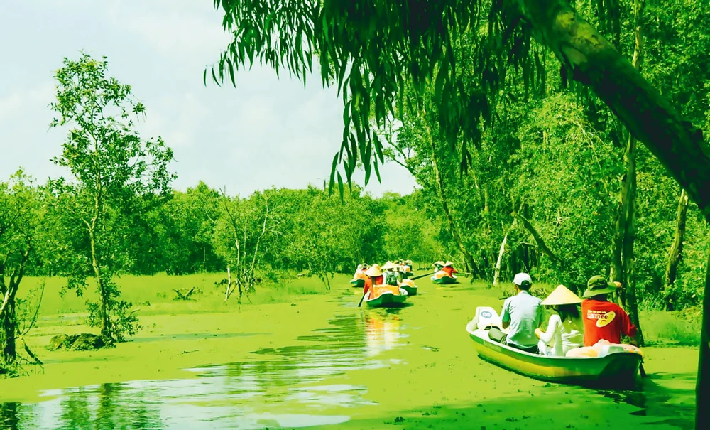 Tourists in Mekong Delta.