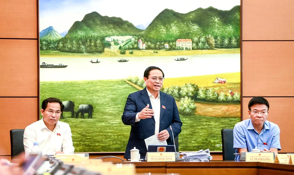 Thủ tướng Chính phủ Phạm Minh Chính bày tỏ quan điểm khi tham gia thảo luận tại Quốc hội về dự thảo Luật Phòng, chống rửa tiền (sửa đổi).