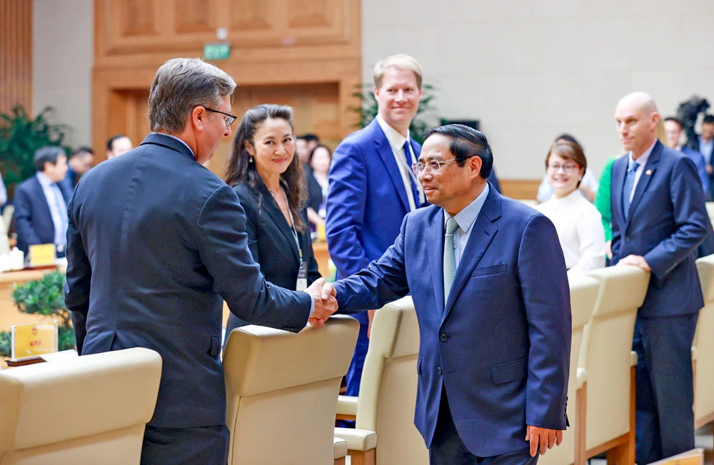 Thủ tướng Phạm Minh Chính tiếp đoàn đại biểu hơn 50 DN lớn của Mỹ sang thăm và làm việc tại Việt Nam vào năm 2023.
