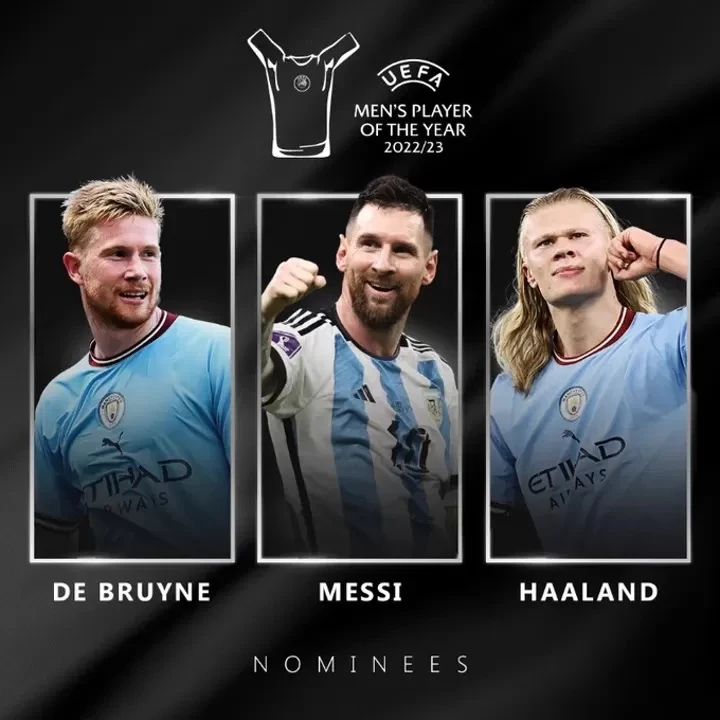 De Bruyne, Haaland & Messi được đề cử giải Cầu thủ xuất sắc nhất năm của UEFA
