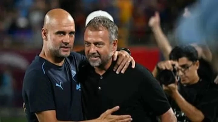 Pep Guardiola và ​​Hansi Flick