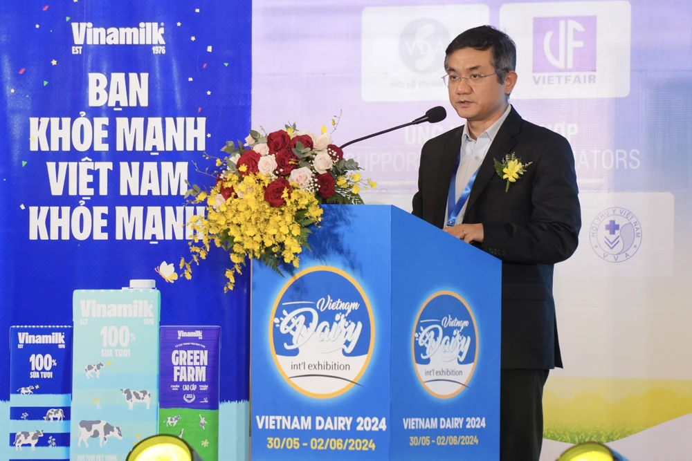 Ông Nguyễn Quang Trí, Giám đốc điều hành Marketing Vinamilk phát biểu tại sự kiện khai mạc Triển lãm quốc tế ngành sữa và sản phẩm sữa 2024.