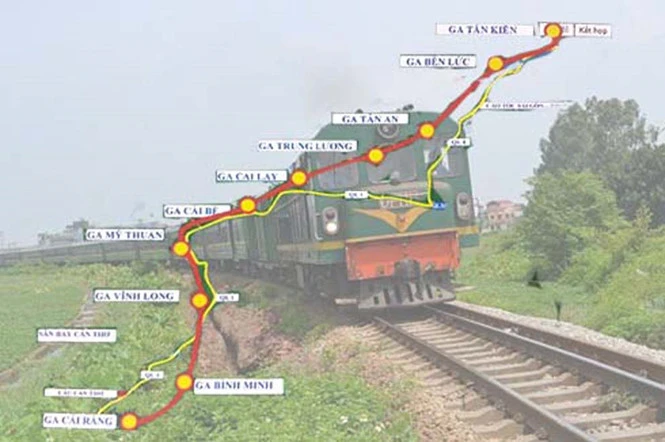 Bản đồ tuyến đường sắt tốc độ cao TP.HCM - Cần Thơ