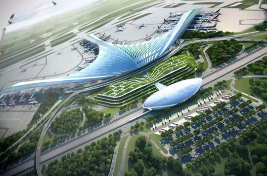Phương án 7 về kiến trúc sân bay quốc tế Long Thành lấy ý tưởng từ lá cọ, lá dừa nước áp dụng vào thiết kế phần mái công trình - Ảnh minh hoạ