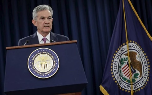 Ông Jerome Powell, Chủ tịch Fed phát biểu công bố quyết định tăng lãi suất sau cuộc họp kéo dài 2 ngày từ 12-13/6/2018, tại Washington, Mỹ. (Ảnh: Reuters)