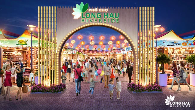 Quang cảnh dự án phố chợ Long Hậu Riverside.