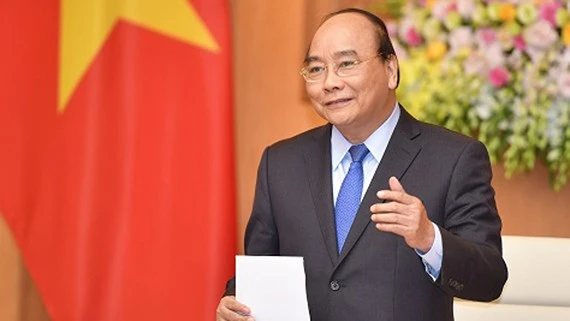 Thủ tướng Nguyễn Xuân Phúc phát biểu tại cuộc gặp. Ảnh: VGP/Quang Hiếu