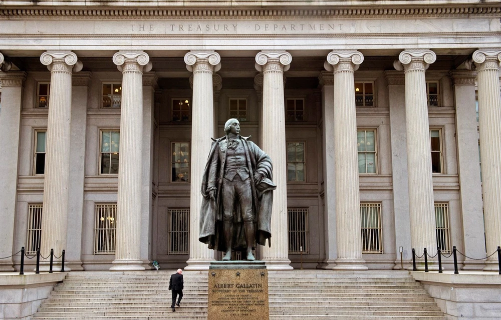 Trong ảnh: Trụ sở Bộ Tài chính Mỹ tại Washington, DC. Ảnh: AFP/ TTXVN