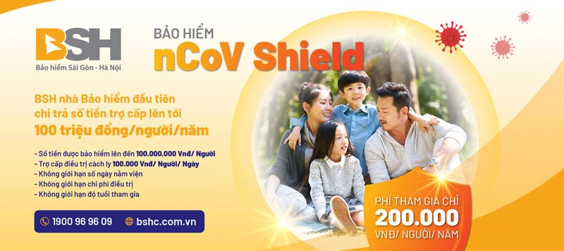 Trợ cấp 100.000 đồng/ngày cho bệnh nhân nCoV khi tham gia bảo hiểm nCoV Shield