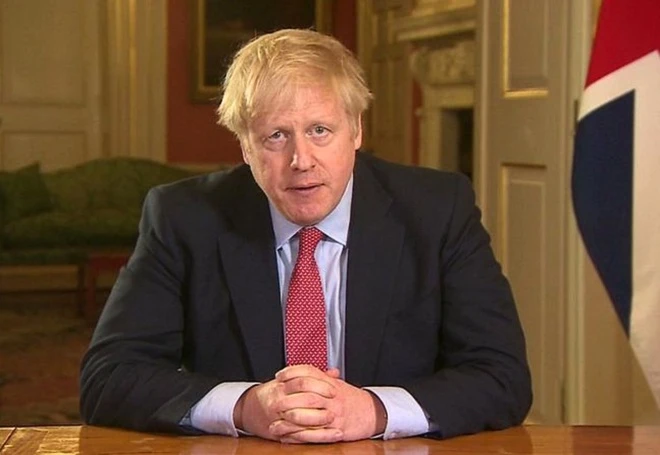 Ông Boris Johnson thông báo tiến hành phong tỏa nước Anh. Ảnh:Reuters.