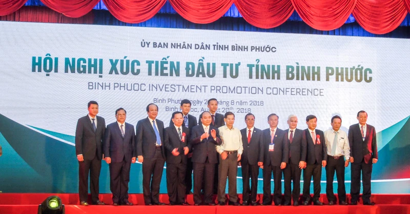 Thủ tướng Nguyễn Xuân Phúc dự Hội nghị xúc tiến đầu tư tại Bình Phước năm 2018.