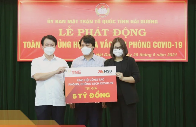 TNG Holdings Vietnam và MSB ủng hộ 5 tỷ đồng quỹ vaccine phòng Covid-19 tỉnh Hải Dương 