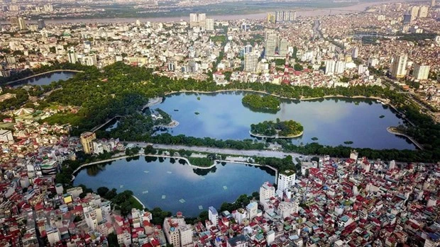 Quần thể hồ Bảy Mẫu, hồ Ba Mẫu và hồ Thiền Quang ở Hà Nội. (Ảnh: Thành Đạt/TTXVN)