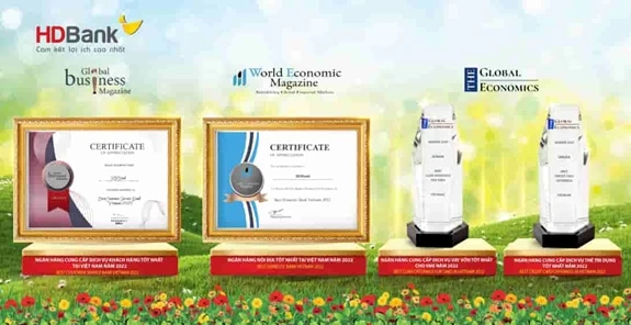 Năm 2022, HDBank nhận 4 giải thưởng quốc tế về chất lượng dịch vụ.