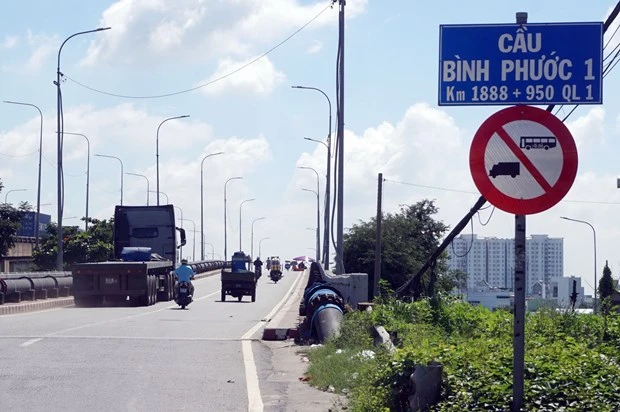 Cầu Bình Phước 1 nằm trên Quốc lộ 1, nối quận 12 và thành phố Thủ Đức, Thành phố Hồ Chí Minh. (Ảnh: TTXVN phát)
