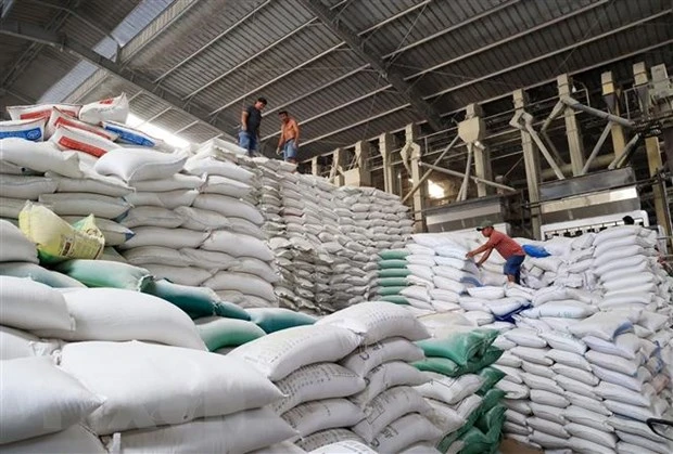 Kho gạo xuất khẩu tại Công ty TNHH Dương Vũ, huyện Thủ Thừa, tỉnh Long An. (Ảnh: Hồng Đạt/TTXVN)
