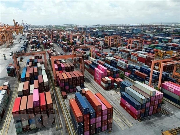 Kho bãi chứa container tại cảng Tân Vũ. (Ảnh: Tuấn Anh/TTXVN)