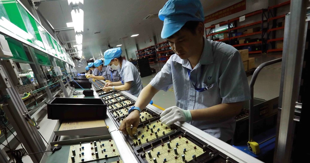 Công ty TNHH công nghệ điện tử Chee Yuen Việt Nam, 100% vốn Đài Loan (Trung Quốc) sản xuất các loại sản phẩm nhựa và linh kiện điện tử ngành máy in, hiện đang hoạt động ở Khu công nghiệp An Dương, huyện An Dương, Hải Phòng. (Ảnh: Vũ Sinh/TTXVN)