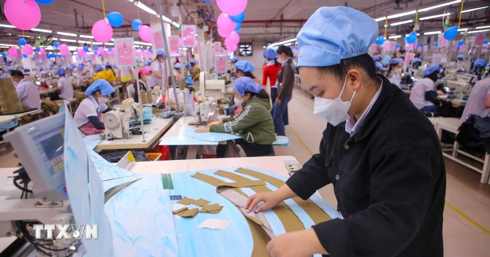 Công nhân sản xuất hàng may mặc tại Công ty Cổ phần Dệt May 29/3. (Ảnh: Trần Lê Lâm/TTXVN)