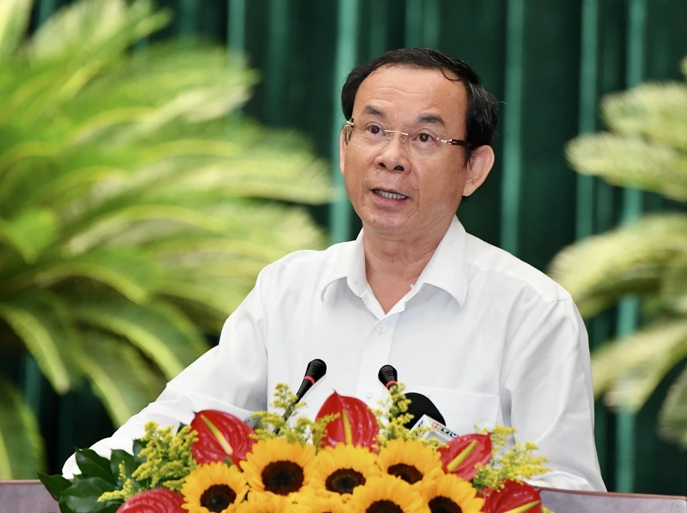 Bí thư Thành ủy TPHCM Nguyễn Văn Nên kết luận hội nghị. Ảnh: VIỆT DŨNG