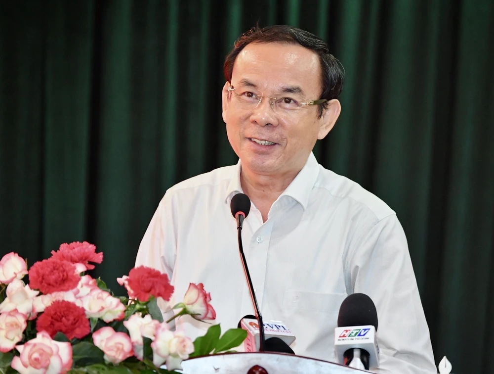 Bí thư Thành ủy TPHCM Nguyễn Văn Nên phát biểu chỉ đạo tại hội nghị triển khai công tác kiểm sát năm 2023 của ngành kiểm sát TPHCM. Ảnh: VIỆT DŨNG
