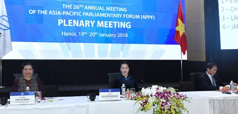 Chủ tịch Quốc hội Nguyễn Thị Kim Ngân, Chủ tịch APPF-26 đã chủ trì Phiên họp toàn thể thứ nhất APPF-26 về các vấn đề an ninh chính trị