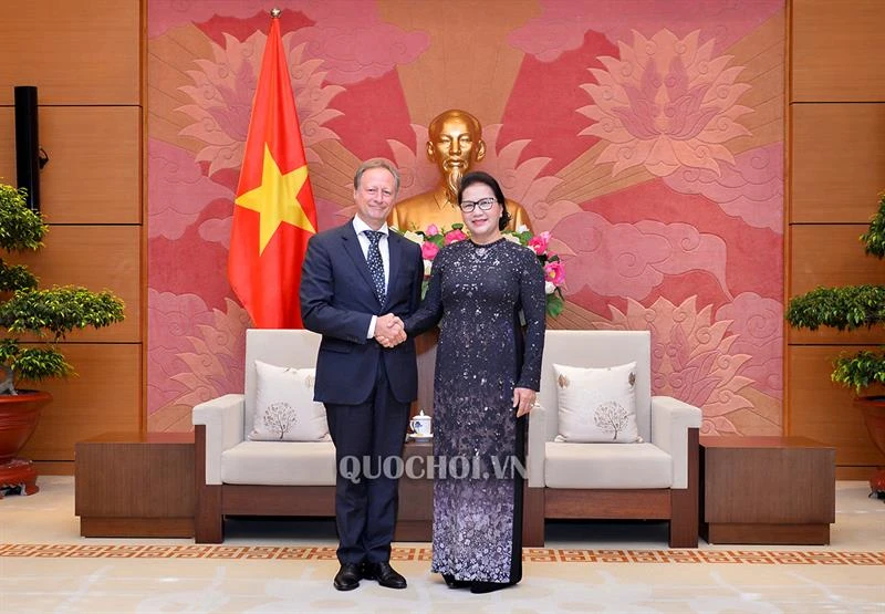 Chủ tịch Quốc hội Nguyễn Thị Kim Ngân và Đại sứ, Trưởng phái đoàn Liên minh Châu Âu tại Việt Nam Bruno Angelet