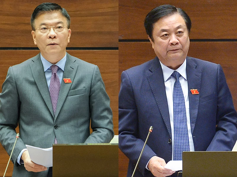 Bộ trưởng Bộ Tư pháp Lê Thành Long và Bộ trưởng Bộ NN-PTNT Lê Minh Hoan