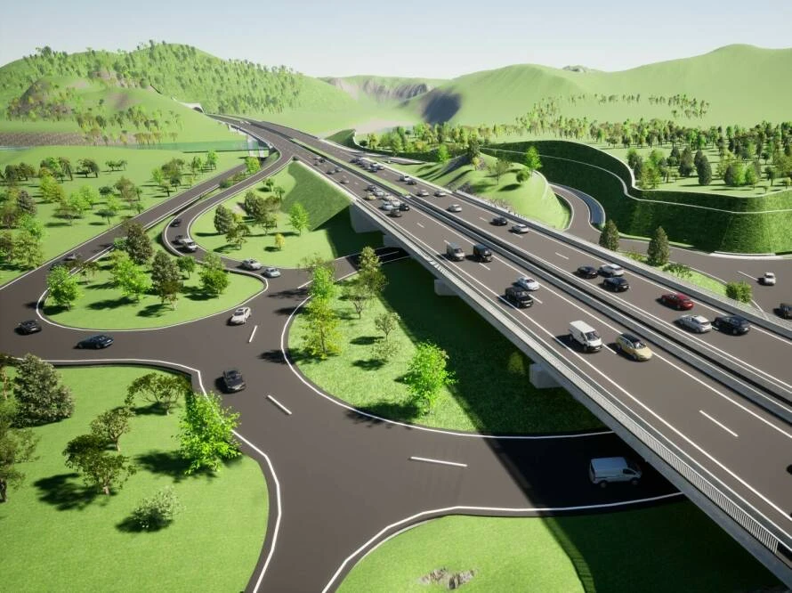 Phối cảnh dự án đường bộ cao tốc Bắc - Nam phía Tây. Ảnh minh họa